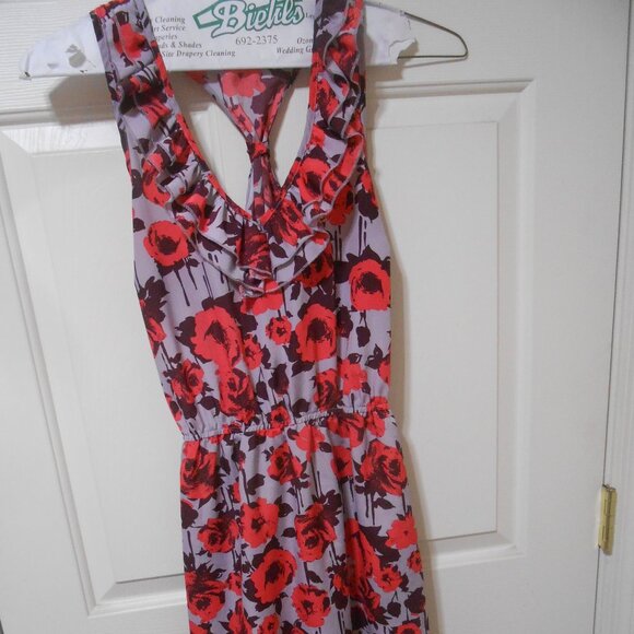 love, Fire Red and Purple Floral Backless Dress - Picture 11 of 13